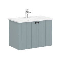 Vitra Root Groove 69285 Lavabo Dolabı, Kapaklı, 80 Cm, Mat Fiyord Yeşili, Köşeli Lavabolu